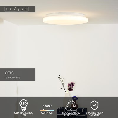 Lucide OTIS - Plafonnière - Ø 34 cm - LED - 1x24W 3000K - Opaal